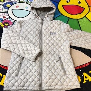 Reebok Light Gray Quilted Hooded Jacket Women's XL ( Pre-owned )